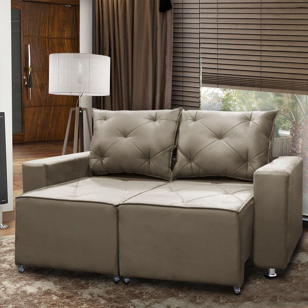 Sofá 2 Lugares Bariloche 1.60cm Suede Shop Das Cabeceiras Bege - 3