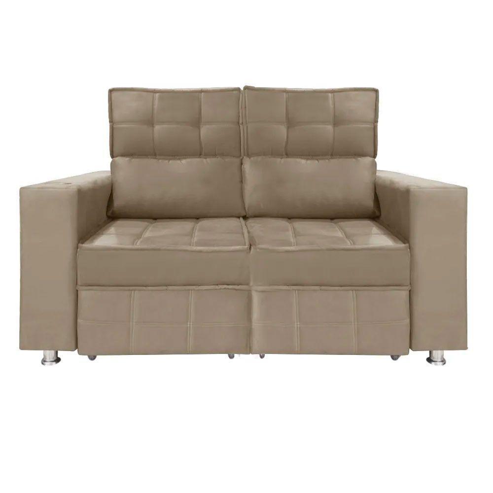 Sofá Retrátil E Reclinável 2 Lugares Londres 1.60cm C/molas Bege - 1