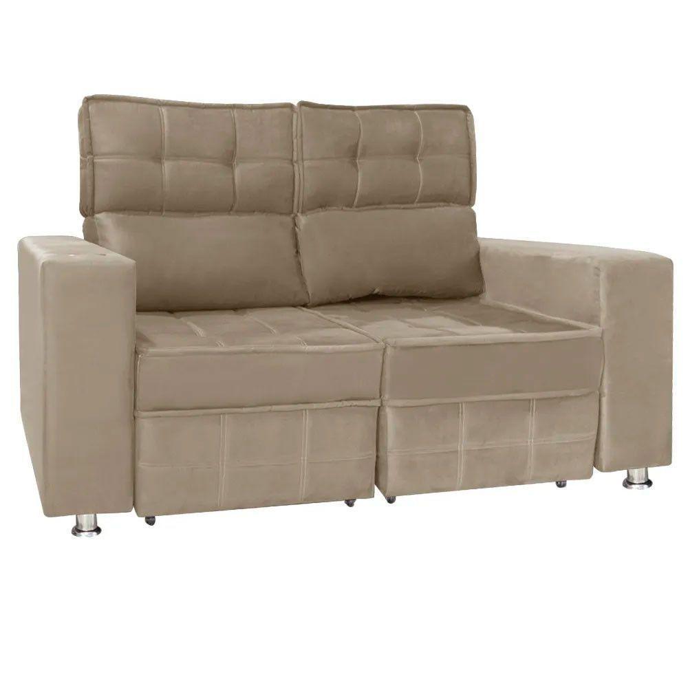 Sofá Retrátil E Reclinável 2 Lugares Londres 1.60cm C/molas Bege - 7