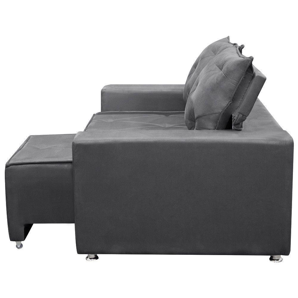 Sofá Retrátil E Reclinável 2 Lugares Bariloche 1.50cm Veludo Cinza Chumbo - 3
