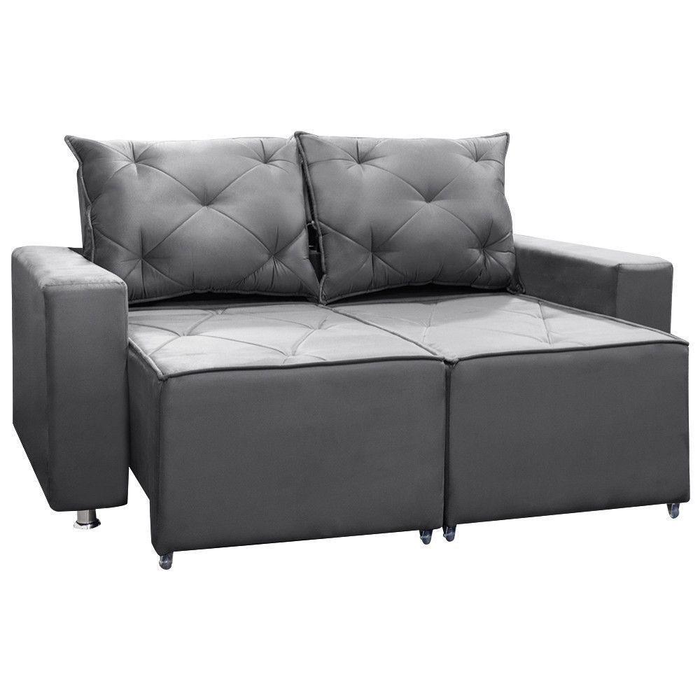 Sofá Retrátil E Reclinável 2 Lugares Bariloche 1.50cm Veludo Cinza Chumbo - 6