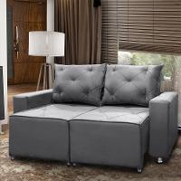 Sofá Retrátil E Reclinável 2 Lugares Bariloche 1.50cm Veludo Cinza Chumbo - 5