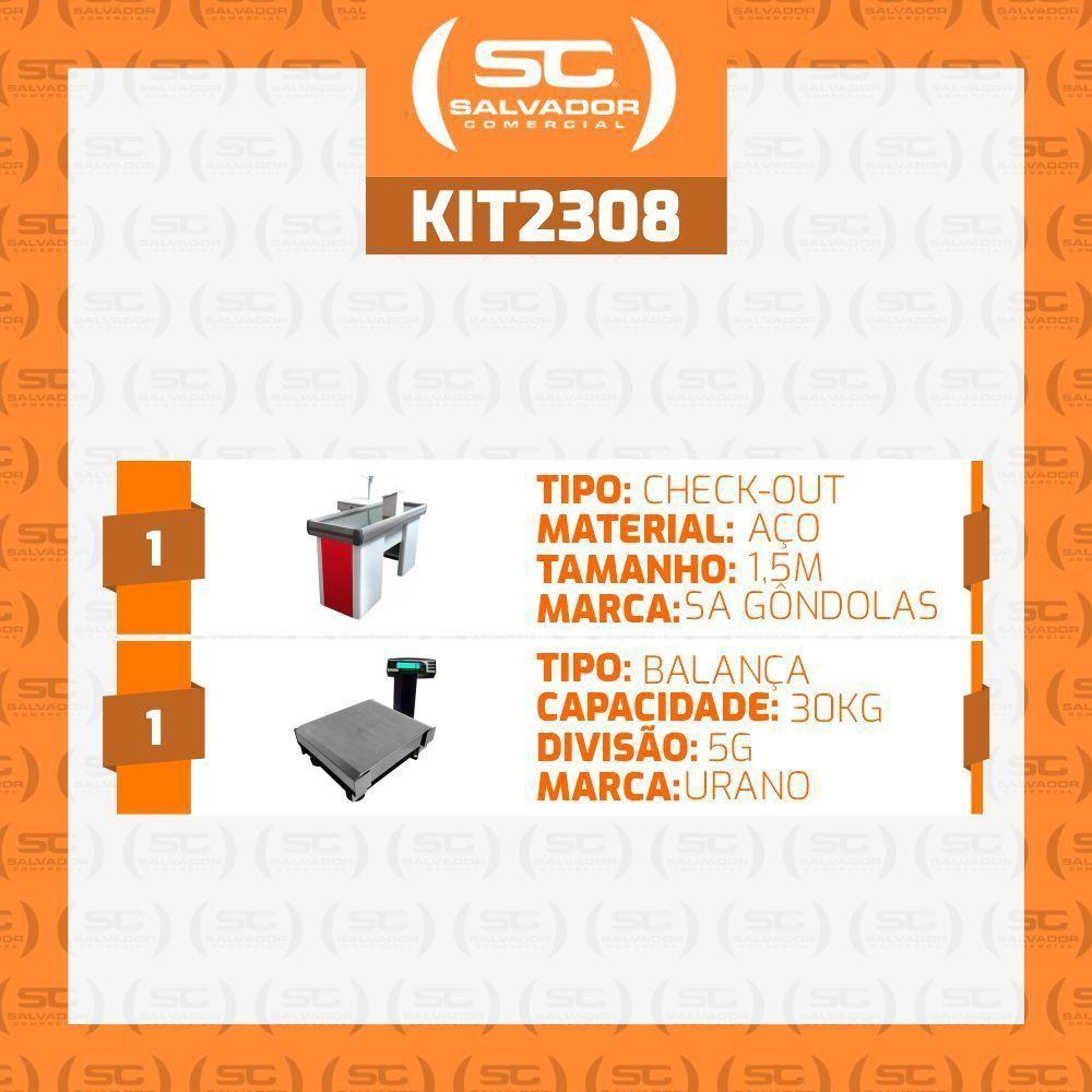 Caixa Supermercado Empacotador Vermelho 1,50m Check Out E Balança 30kg Urano Bivolt - 3