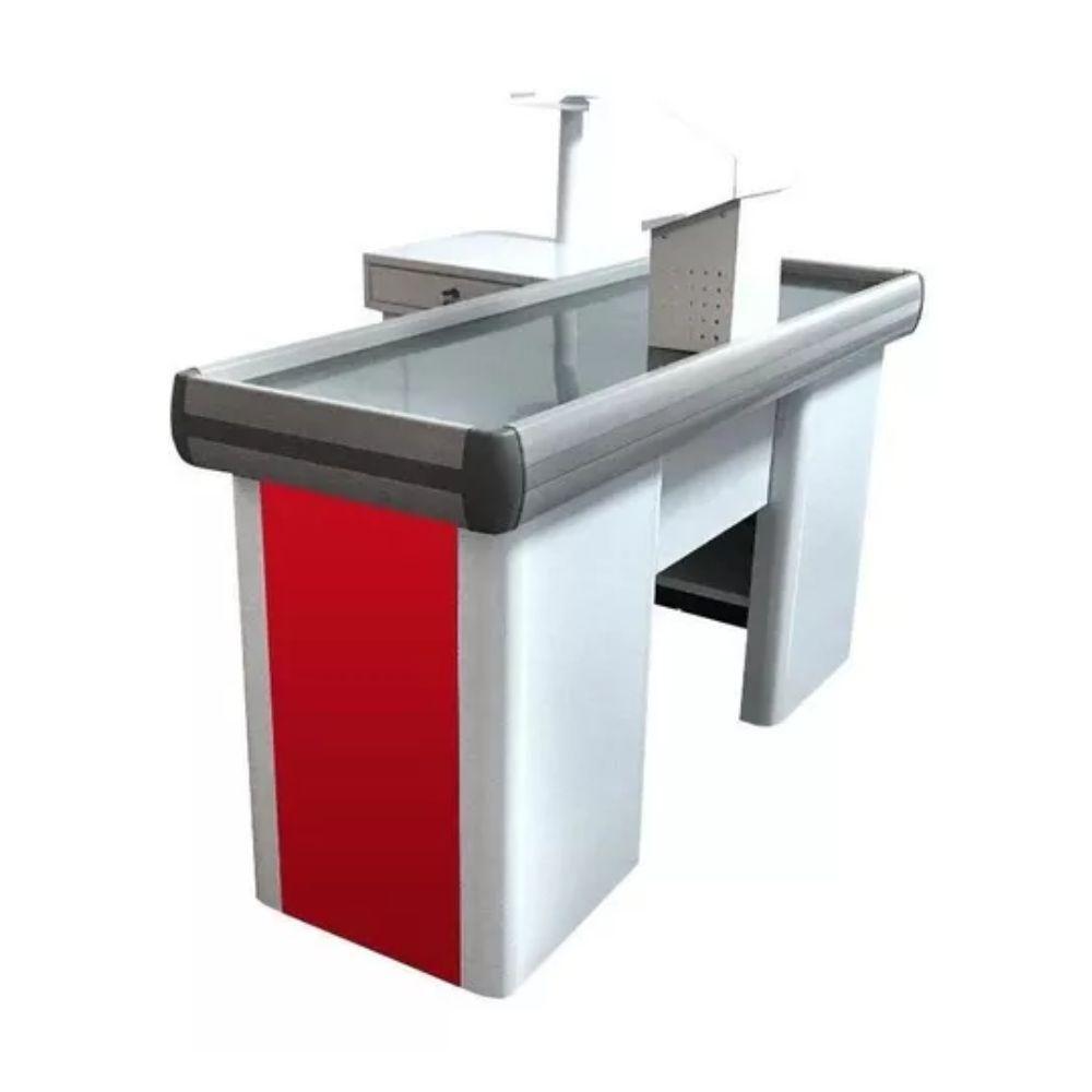 Caixa Supermercado Empacotador Vermelho 1,50m Check Out E Balança 30kg Urano Bivolt - 4