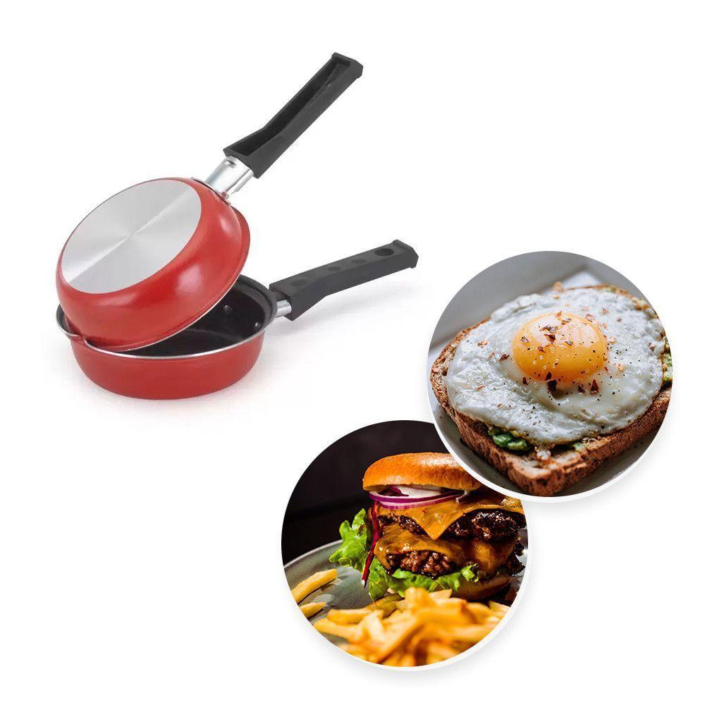 Frigideira Dupla Antiaderente Com Cabo De Baquelite Cor:vermelha - 2