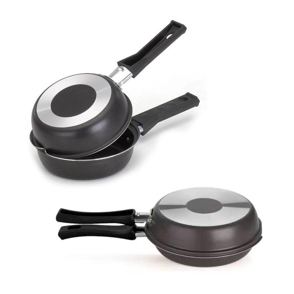 Frigideira Dupla Antiaderente Com Cabo De Baquelite Cor:preto - 2