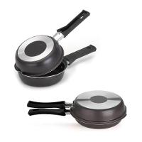 Frigideira Dupla Antiaderente Com Cabo De Baquelite Cor:preto - 2