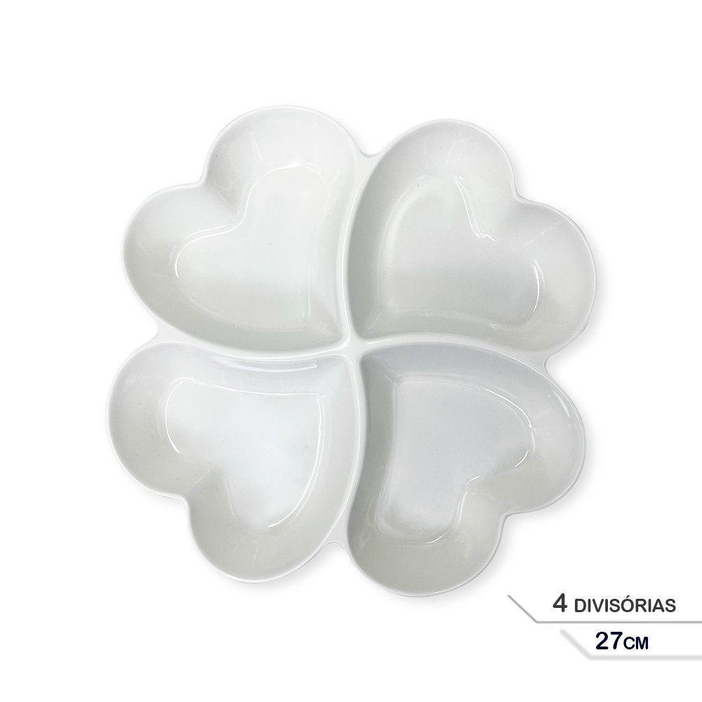 Petisqueira Coração 4 Divisórias Petisco Melamina 27cm - 4