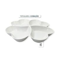 Petisqueira Coração 4 Divisórias Petisco Melamina 27cm - 2