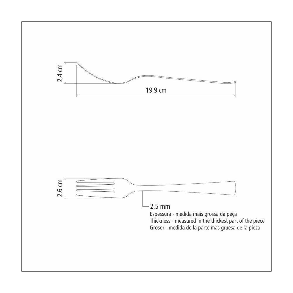 Jogo 12 Garfos De Mesa Tramontina Oslo Em Aço Inox - 2