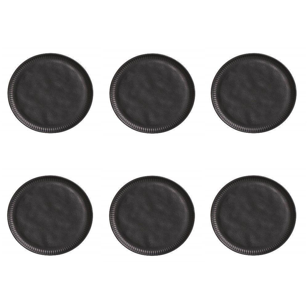 Conjunto De Pratos De Sobremesa 06 Peças Linhas Preto Matte Porto Brasil - 1