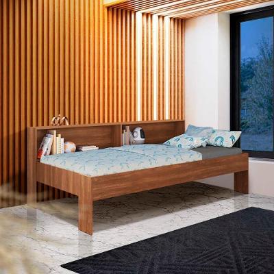 Cama Solteiro Com Colchão E Nichos Nogal Sierra Shop Jm