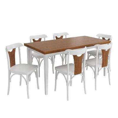Conjunto Sala De Jantar E Cozinha Com 6 Cadeiras Y Madeira Maciça Branco
