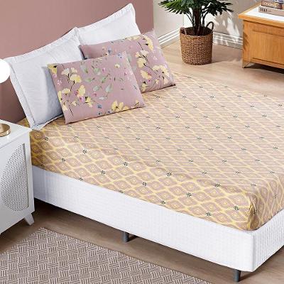 Jogo De Cama Lençol Bouti Estampado Queen 03 Peças - Lavanda