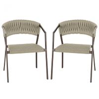 3 Cadeiras Atenas Tricô Náutico E Alumínio Varanda Marrom Rami - 1