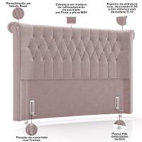 Cabeceira Cama Box King 195cm Estofada Meora P05 Veludo Rosê - Lyam Decor