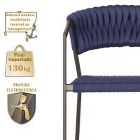 2 Cadeiras Atenas Tricô Náutico E Alumínio Uv Varanda Marrom Azul