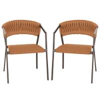 2 Cadeiras Atenas Tricô Náutico E Alumínio Uv Varanda Marrom Terra Cota - 1