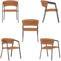 2 Cadeiras Atenas Tricô Náutico E Alumínio Uv Varanda Marrom Terra Cota - 3