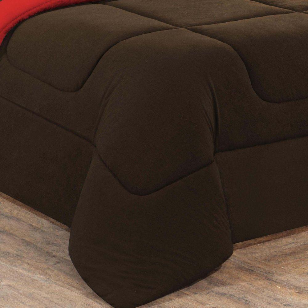 Kit Edredom + Jogo De Lençol Malha 100% Algodão Gran Moratta 4 Peças Solteiro - Marrom-vermelho - 3