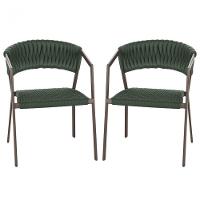 2 Cadeiras Atenas Tricô Náutico E Alumínio Uv Varanda Marrom Verde - 1