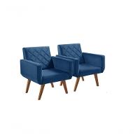 Kit 2 Poltronas 1 Lugar Braço Anabelle Unidecor Azul Bic - 1