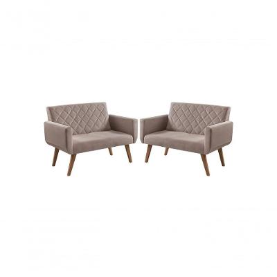 Kit 2 Poltronas 2 Lugares Anabelle Suede Café Unidecor