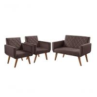 Conjunto Anabelle 2 Poltronas De 1 Lugar 1 Poltrona 2 Lugares Braço Unidecor Marrom - 1