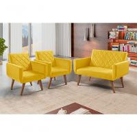 Conjunto Anabelle 2 Poltronas De 1 Lugar 1 Poltrona 2 Lugares Braço Unidecor Amarelo - 2