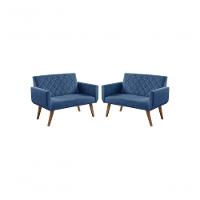 Kit 2 Poltronas 2 Lugares Braço Anabelle Unidecor Azul Bic. - 1