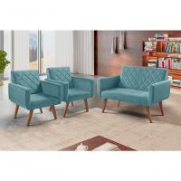 Conjunto Anabelle 2 Poltronas De 1 Lugar 1 Poltrona 2 Lugares Braço Unidecor Turquesa - 3