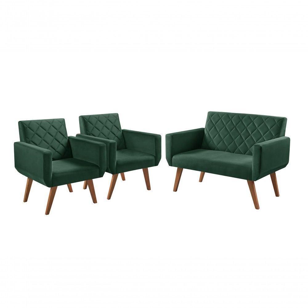 Conjunto Anabelle 2 Poltronas De 1 Lugar 1 Poltrona 2 Lugares Braço Unidecor Verde - 1