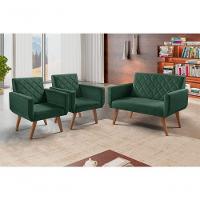 Conjunto Anabelle 2 Poltronas De 1 Lugar 1 Poltrona 2 Lugares Braço Unidecor Verde - 3