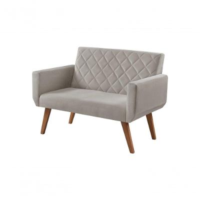 Poltrona Namoradeira 2 Lugares Anabelle Suede Cinza Unidecor