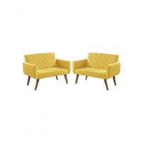 Kit 2 Poltronas 2 Lugares Braço Anabelle Unidecor Amarelo. - 1