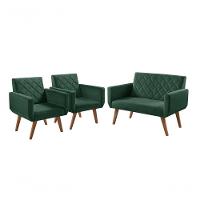 Conjunto Anabelle 2 Poltronas De 1 Lugar 1 Poltrona 2 Lugares Braço Unidecor Verde - 1
