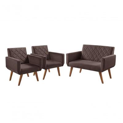 Conjunto De Poltronas Anabelle 2 Lugares E 2 De 1 Lugar Marrom Unidecor