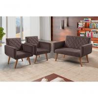 Conjunto Anabelle 2 Poltronas De 1 Lugar 1 Poltrona 2 Lugares Braço Unidecor Marrom - 4