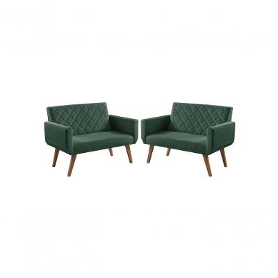 Kit 2 Poltronas 2 Lugares Anabelle Suede Verde Unidecor