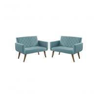 Kit 2 Poltronas 2 Lugares Braço Anabelle Unidecor Turquesa - 1