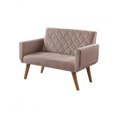 Poltrona Namoradeira 2 Lugares Anabelle Suede Marrom Unidecor