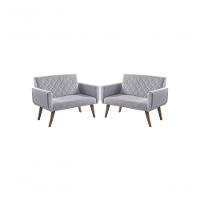 Kit 2 Poltronas 2 Lugares Braço Anabelle Unidecor Cinza - 1