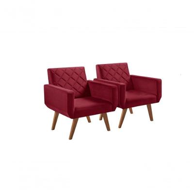 Kit 2 Poltronas 1 Lugar Anabelle Giratória Suede Bordô Unidecor