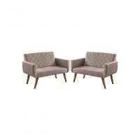 Kit 2 Poltronas 2 Lugares Braço Anabelle Unidecor Cappuccino - 1