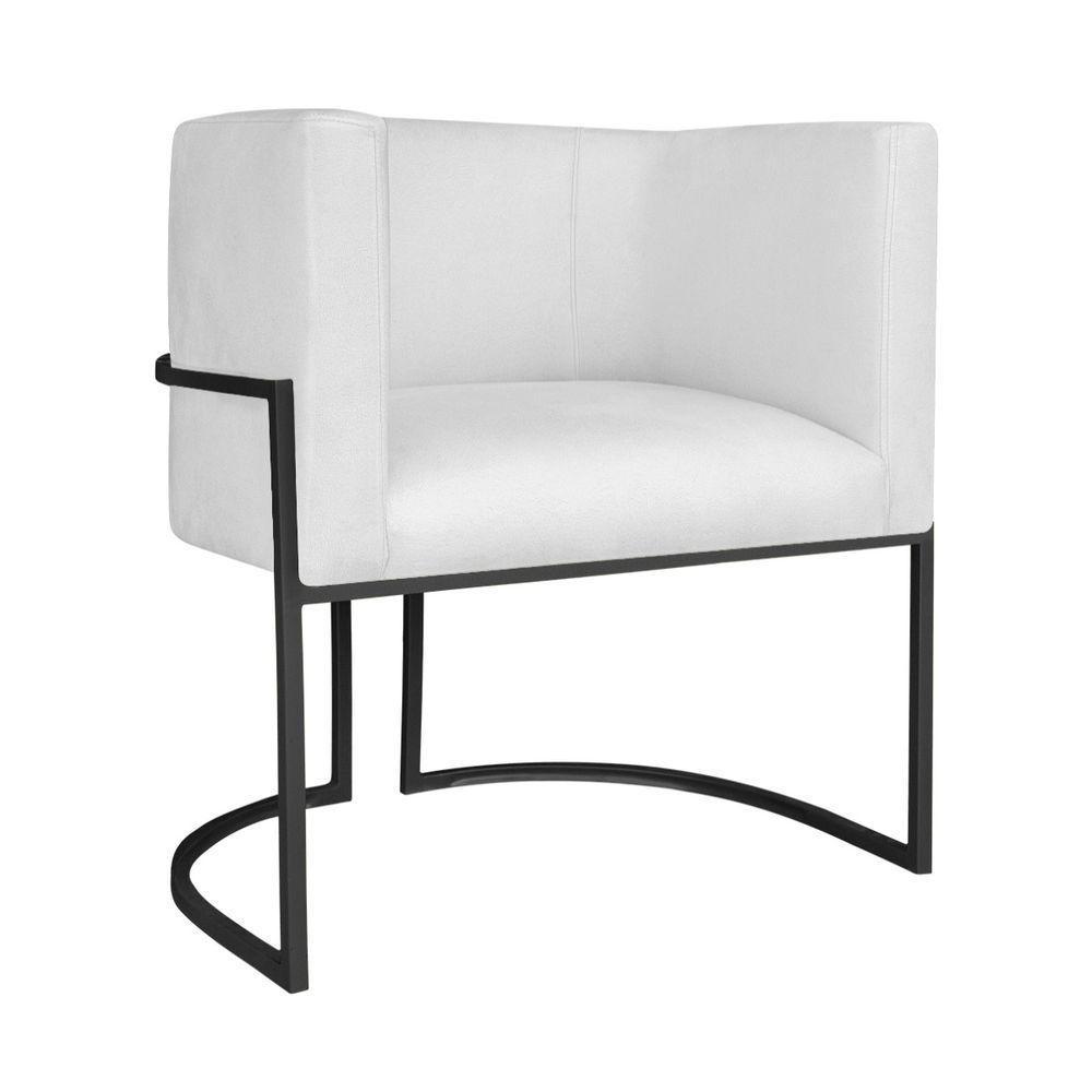 Kit Divã Luna 140cm Lado Esquerdo E 01 Poltrona Base De Ferro Preto Suede Branco - 2