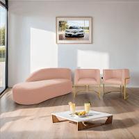 Kit Divã Luna 160cm Lado Esquerdo E 02 Poltronas Base De Ferro Dourado Suede Rosê - 9