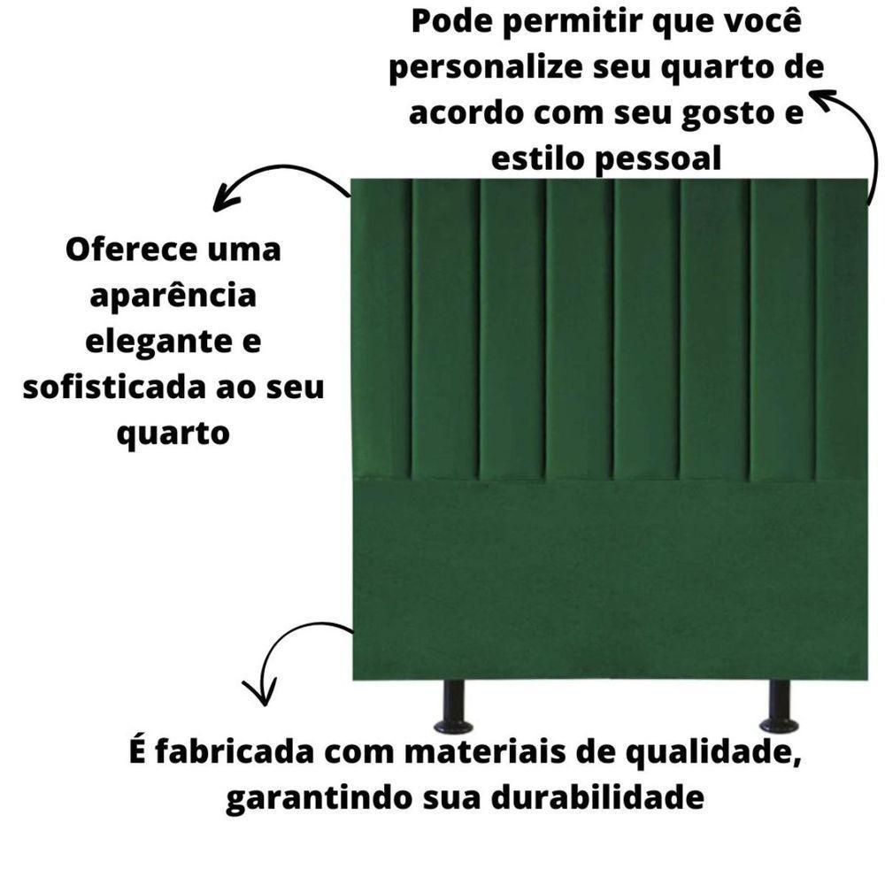 Cabeceira Estofada Cama Box Solteiro 90 Cm Mavie Suede Cor:verde - 2