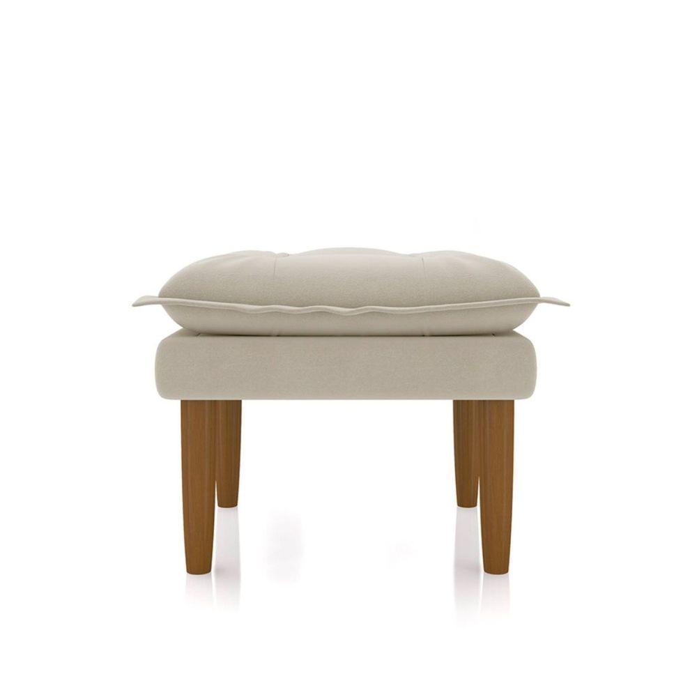 Poltrona Amamentação Com Puff Eva Pé Palito Bebê Suede Bege - 6