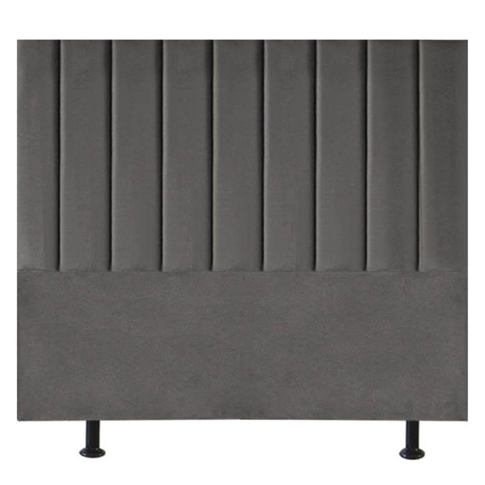 Cabeceira Estofada Cama Box King 195 Cm Sophia Carla Suede Cor:cinza Escuro - 1