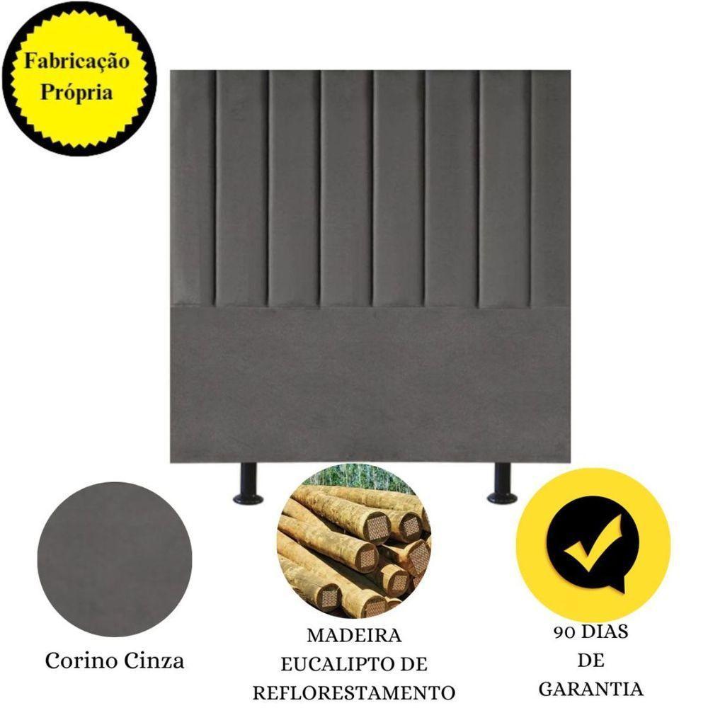 Cabeceira Estofada De Cama Casal Box 140 Cm Karla Corino Cor:cinza - 3